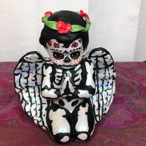 Angel Wings Dia de los Muertos Hand Painted Porcelain Day of the Dead 5-1/2”